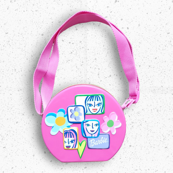 Vintage Early Y2k Barbie Small Metal Tin Lunch Box Style Purse - Picture 3 of 7